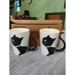 Fox Valley Traders Black Cat Tail 11 Ounce Coffee Tea Mugs Home Style Kitchen